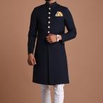 Handmade Navy Blue Maharaja Style Achkan | Regal Ethnic Wear | Jaipurio